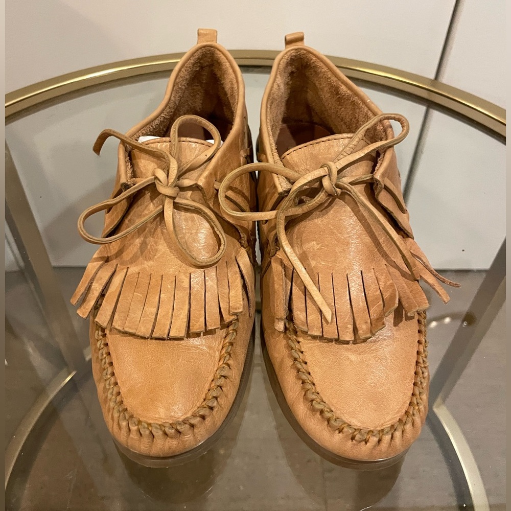 Vintage Y2K Coach ♥ Poppy Sway Leather Fringe Moccasins – Tan – Women’s 7.5